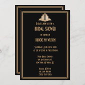 ギャツビー素晴らしアールデコブラックブライダルシャワー招待状 招待状 (正面/裏面)