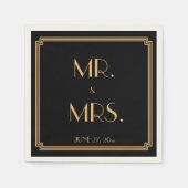 ギャツビー素晴らしアールデコブラック結婚ズ・ナプキンス スタンダードカクテルナプキン (正面)