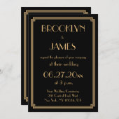 ギャツビー素晴らしアールデコブラック結婚式招待状 招待状 (正面/裏面)