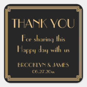 ギャツビー素晴らしアールデコブラック結婚式用シール スクエアシール (正面)