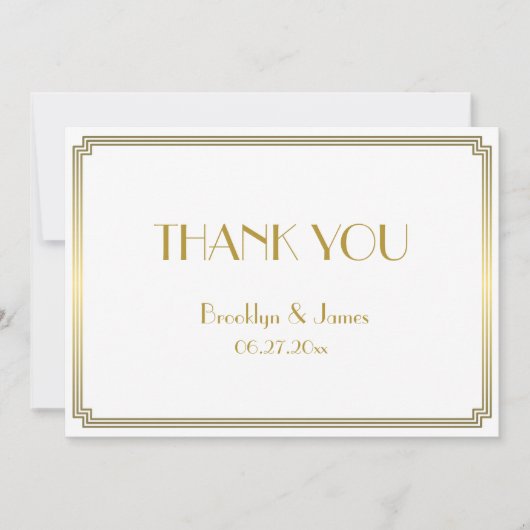 ギャツビー素晴らしアールデコホワイト結婚ズサンキューカード サンキューカード (正面)