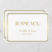 ギャツビー素晴らしアールデコホワイト結婚ズサンキューカード サンキューカード (正面/裏面)