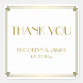 ギャツビー素晴らしアールデコホワイト金ゴールド結婚式用シール スクエアシール (正面)