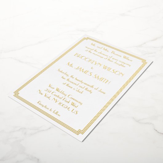 ギャツビー素晴らしアールデコホワ実在イド・フォイル結婚ズ 箔招待状 (回転した状態)