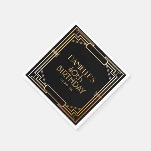 ギャツビー素晴らしアールデコ誕生日ナパーソナライズされたプキン スタンダードカクテルナプキン (角)