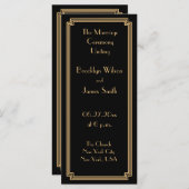 ギャツビー素晴らしアールデコ金ゴールドブラック結婚式 プログラム (正面/裏面)