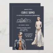 ギャツビー素晴らしカップルがシャワー新郎新婦シック 招待状 (正面/裏面)