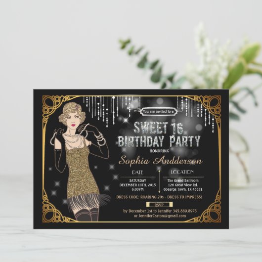ギャツビー素晴らしスウィート16誕生日パーティーの招待状 招待状 (スタンド正面)