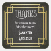 ギャツビー素晴らしステッカー、アールデコメッセージカード スクエアシール (正面)