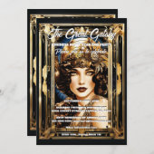 ギャツビー素晴らしテーマフラッパーガールブルネット1920年代 招待状 (正面/裏面)