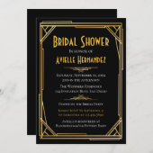ギャツビー素晴らしブライダルシャワー金ゴールド&ブラック結婚ズ 招待状 (正面/裏面)