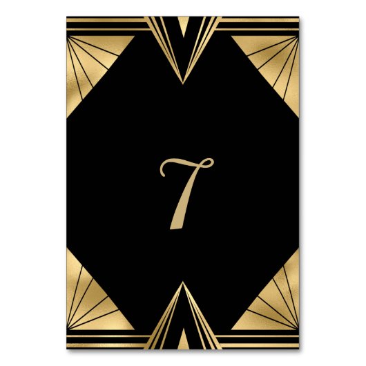 ギャツビー素晴らしブラック&金ゴールドのテーブル結婚番号 テーブルナンバー (正面)