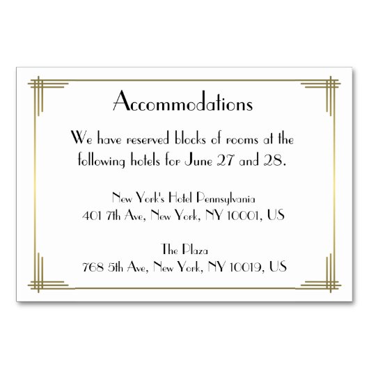 ギャツビー素晴らしホワイトアールデコズ結婚アコモデーション テーブルナンバー (正面)