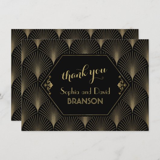 ギャツビー素晴らしヴィンテージアールデコ結婚の感謝 サンキューカード (正面/裏面)