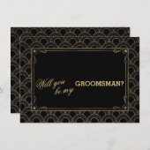 ギャツビー素晴らしヴィンテージアールデコ結婚ズ・グロムスマン 招待状 (正面/裏面)