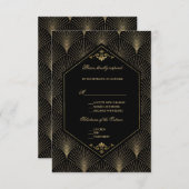 ギャツビー素晴らしヴィンテージアールデコ結婚ズ 出欠カード (正面/裏面)