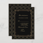 ギャツビー素晴らしヴィンテージアールデコ結婚式RSVP 出欠カード (正面/裏面)