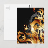 ギャツビー素晴らし抽象芸術が黒と金ゴールドの葉を輝かせた ポストカード (正面/裏面)