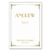 ギャツビー素晴らし金ゴールドアールデコ結婚のテーブルカード テーブルナンバー (裏面)