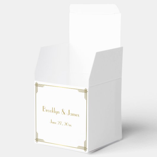 ギャツビー素晴らし金ゴールドアールデコ結婚式の引き出物ボックス フェイバーボックス (オープン)