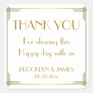 ギャツビー素晴らし金ゴールドアールデコ結婚式用シール スクエアシール