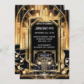 ギャツビー素晴らし1920年代のテーマDIYフォトヴィンテージカー 招待状 (正面/裏面)