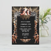 ギャツビー花火フラッパー女の子お祝いシック 招待状 (スタンド正面)