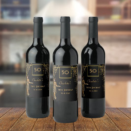 ギャツビー誕生日パーティーブラック金ゴールドレトロアートデコ ワインラベル