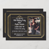 ギャツビー誕生日パーティー1920の轟音金ゴールド招待状 招待状 (正面/裏面)