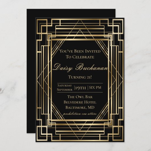 ギャツビー誕生日招待状ローリング20sパーティー 招待状 (正面/裏面)