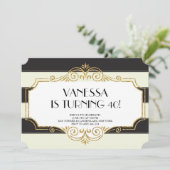 ギャツビー金ゴールドブラックグリッター誕生日招待状 招待状 (スタンド正面)