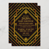ギャツビー金ゴールド2020のベビーシャワー 招待状 (正面/裏面)