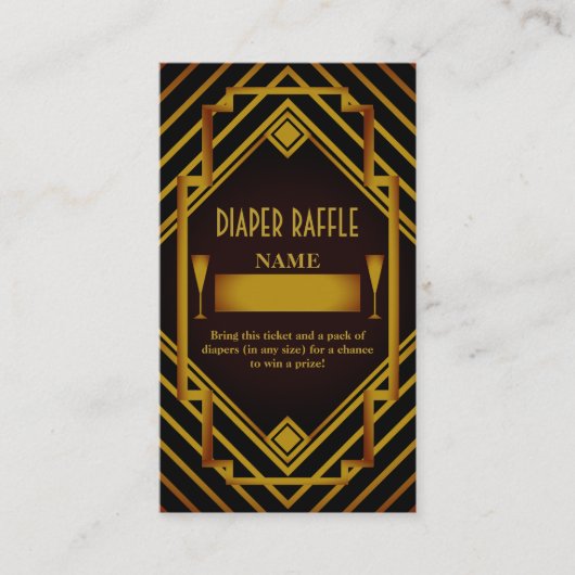 ギャツビー金ゴールド2020の赤ちゃんシャワーおむつラッフル エンクロージャーカード (正面)