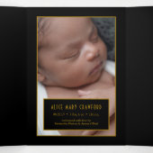 ギャツビー金ゴールド2020年代、5フォトコラージュベビー誕生 三つ折り案内状 (内部中)