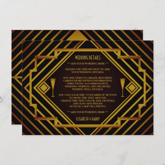 ギャツビー金ゴールド2020結婚の詳細 エンクロージャーカード (正面/裏面)