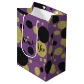 ギャツビー金ゴールド&パープルスパークルポルカドットパーティー ミディアムペーパーバッグ (正面アングル)