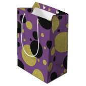 ギャツビー金ゴールド&パープルスパークルポルカドットパーティー ミディアムペーパーバッグ (裏面アングル)
