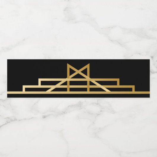 ギャツビー金ゴールド&ブラックアールデコ結婚披露宴 ペットボトルラベル (シングルラベル)