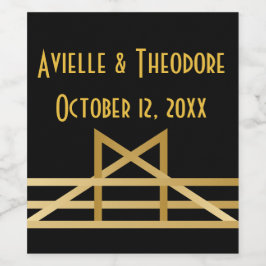 ギャツビー金ゴールド&ブラックアールデコ結婚披露宴 ワインラベル