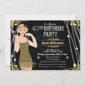 ギャツビー風フラッパーガールの誕生日招待状 招待状 (正面)