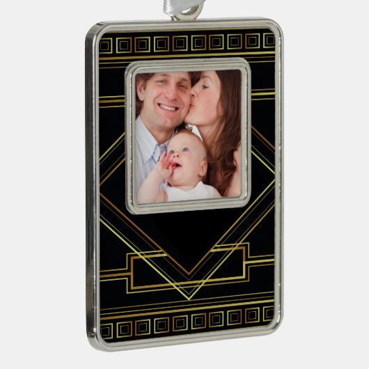 ギャツビー黒と金ゴールド幾何学模様アート・デコ シルバープレートフレームオーナメント (右)