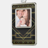 ギャツビー黒と金ゴールド幾何学模様アート・デコ シルバープレートフレームオーナメント (左)