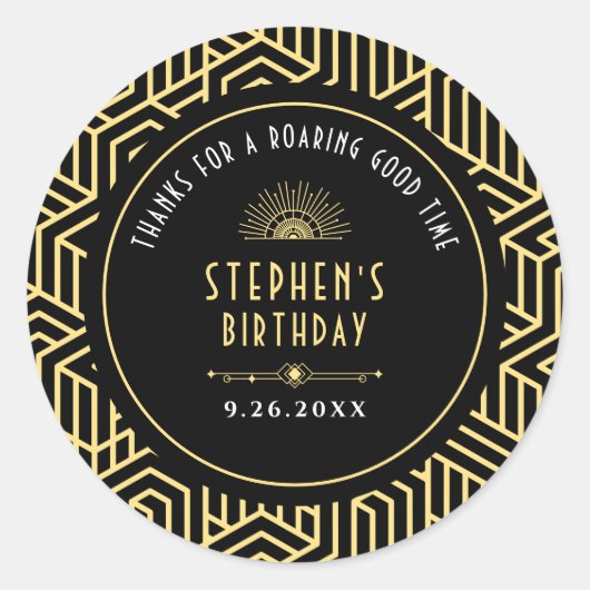 ギャツビー1920sアールデコ誕生日パーティーありがとう ラウンドシール (正面)