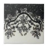 ギャツビー·グラマー·シック·フローラ·白黒·ラインストーン タイル (正面)