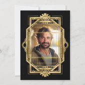 ギャツビー・フラッパー・ガールブラック・金ゴールド1920年のテーマ写真 招待状 (裏面)