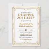 ギャツビー・ロアリング20年代アートデコバースデー・ホワイトゴールド 招待状 (正面)