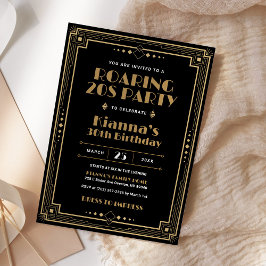 ギャツビーRoaring 20sアールデコ誕生日ブラック金ゴールド 招待状
