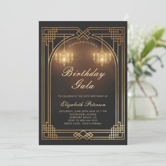 ギャツビーRoaring 20sデコシャンデリアズグロー誕生日 招待状 (スタンド正面)