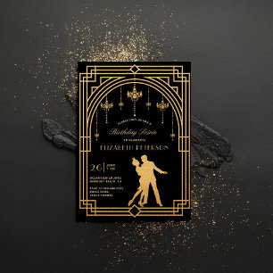 ギャツビーRoaring 20sデコシャンデリア金ゴールド誕生日 招待状