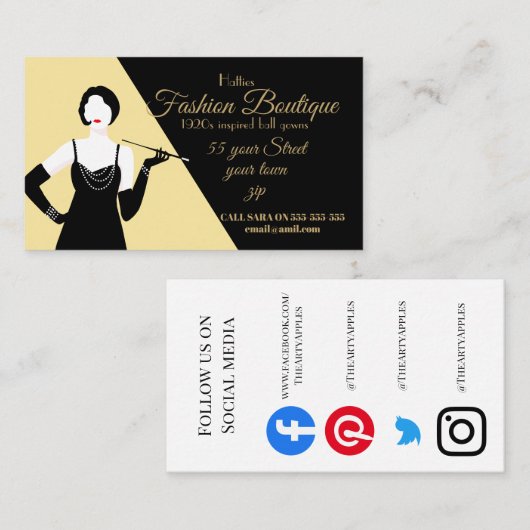 ギャツビ素晴らしー1920sフラッパーブティックファッションショップ 名刺 (正面/裏面)